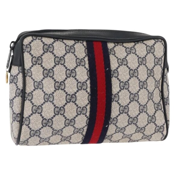 Gucci Handbags - GUCCI GG Supreme Sherry Line Clutch Bag Red Navy
